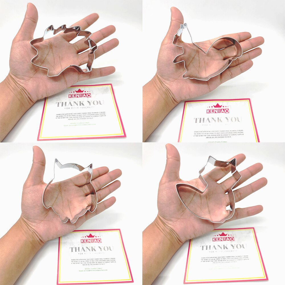 Keniao woodland cookie cutter - igelkott, räv, uggla, kanin, ekorre - djurkex bröd smörgåsform - rostfritt stål