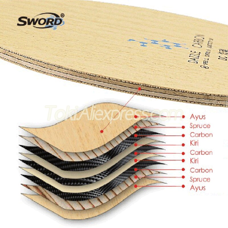 SWORD DAZZLE CARBON DC Table Tennis Blade (6+3 Carbon) Original SWORD DC Ping Pong Bat Paddle Racket