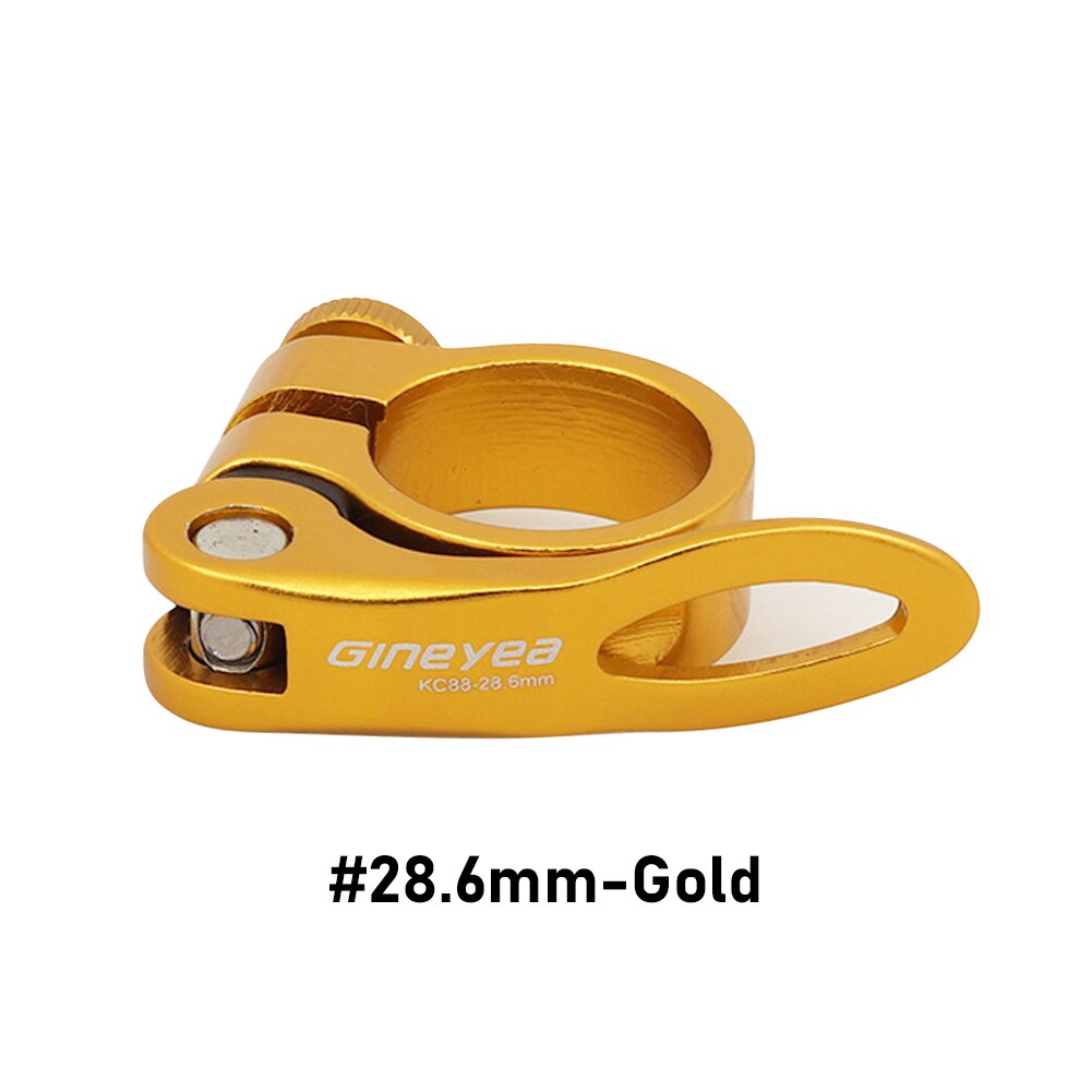 Alloy Bike Seat Clamp Aluminium Quick Release Mountain MTB BMX Road Bike bicycle Seatpost Clamp: 28.6mm-Gold