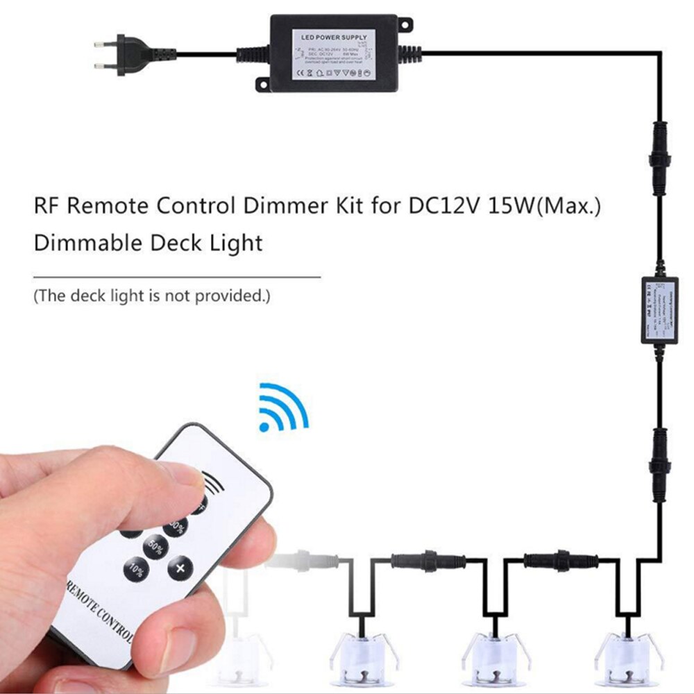DC 12V Deck Light Dimmer Modulator Kit RF Remote Control Controller IP67 Waterproof Brightness Dimmable Deck Lamp Accessories