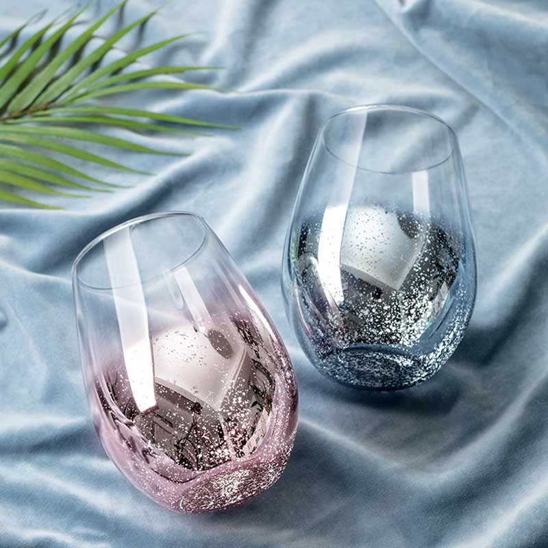 Stjärnor pläterad färg glas kopp blyfri hög temperatur kristall mjölk juice kopp med sked hem kök kontor dringking glas