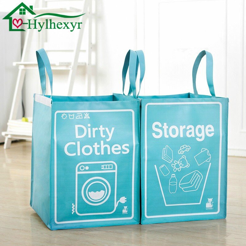 Große Quadrat Gewebt Wäsche Korb Korb Baby Abschluss Kleidung Spielzeug Faltbare Stoff Lagerung Taschen Griff Schlecht Waschen Organizer