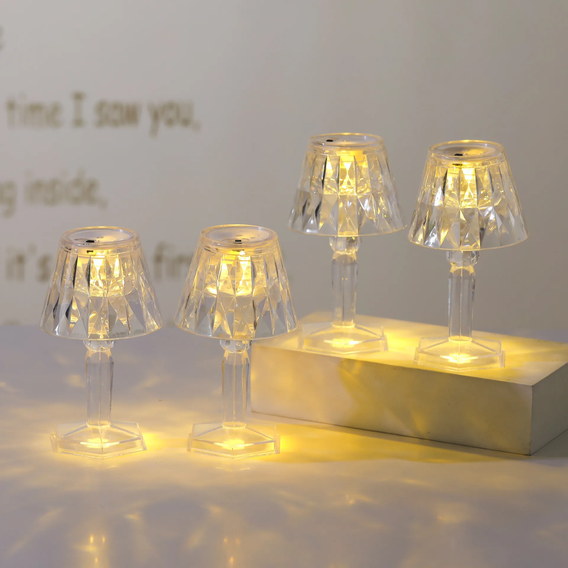 Led Sfeer Kristallen Tafellamp, Restaurant, , Desktop Decoratie Diamant Sfeer Ins Klein Nachtlampje: WHITE