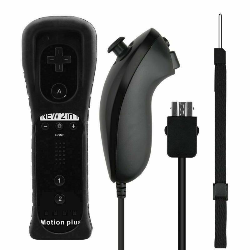 For Nintend Wii 2 in 1 Remote Gamepad Controller Without Motion Plus Bluetooth Wireless Remote Controle For Wii Nunchuck Gamepad