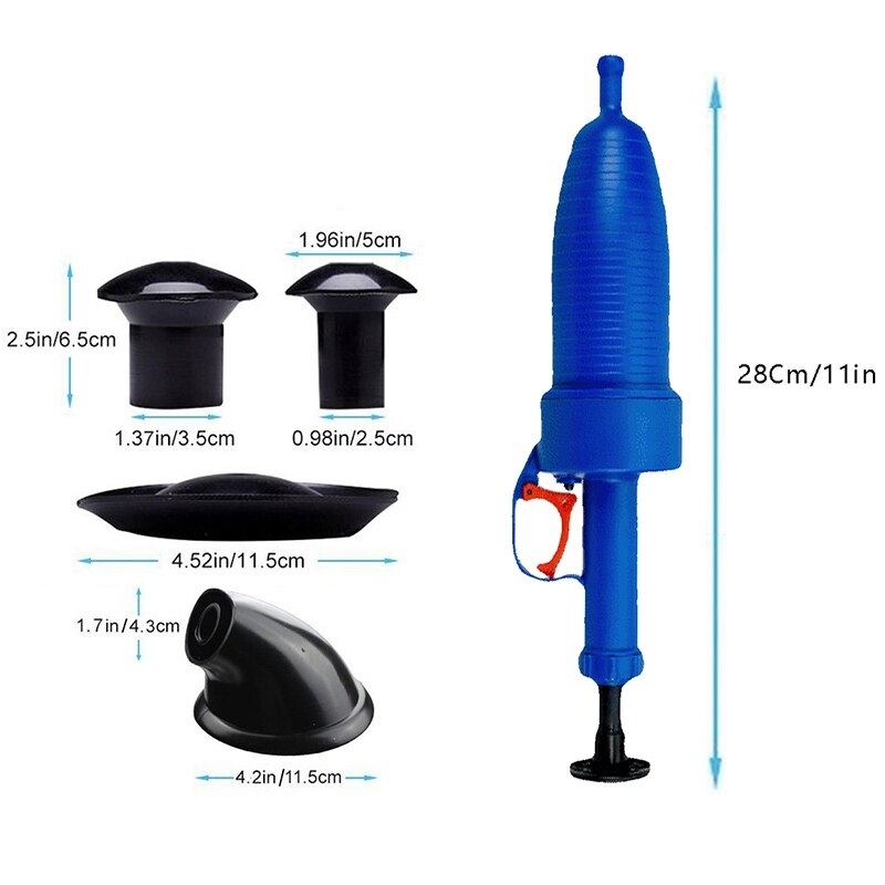Air Power Drain Blaster High Pressure Powerful Manual Sink Plunger Opener Cleaner Pump for Bath Toilets Bathroom Shower Kitc