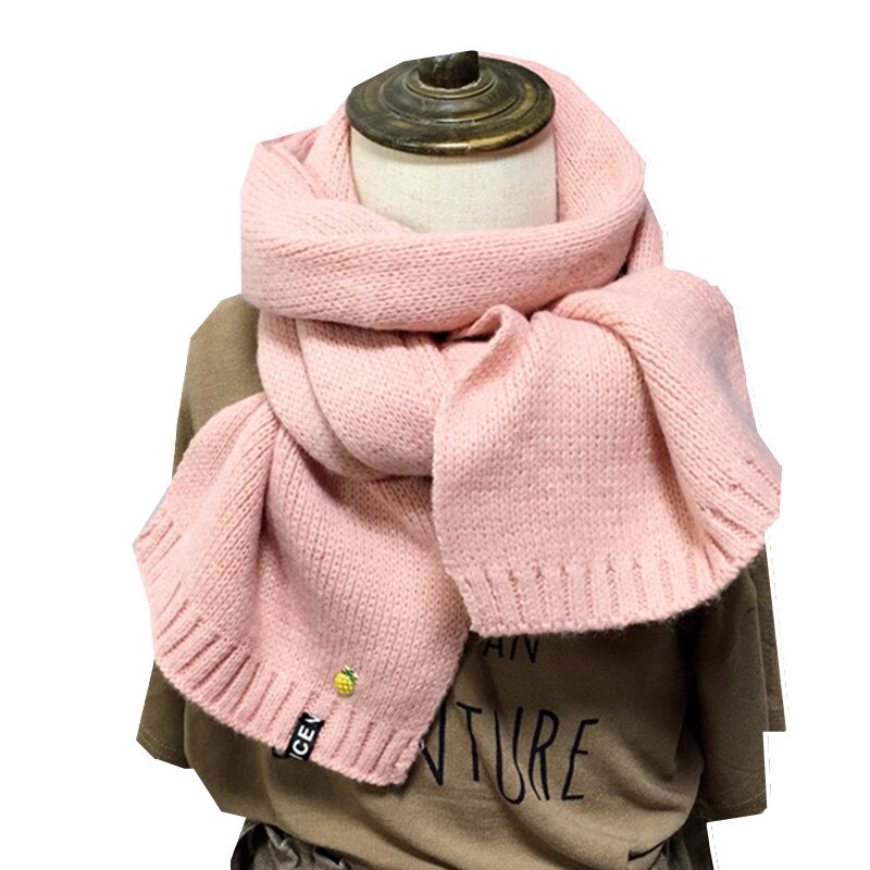 17 Colors Autumn Winter Children Immitation Cashmere Scarf Boys Girls Shawl Warm Thicken Kids Neckerchief Children Bufandas: pink