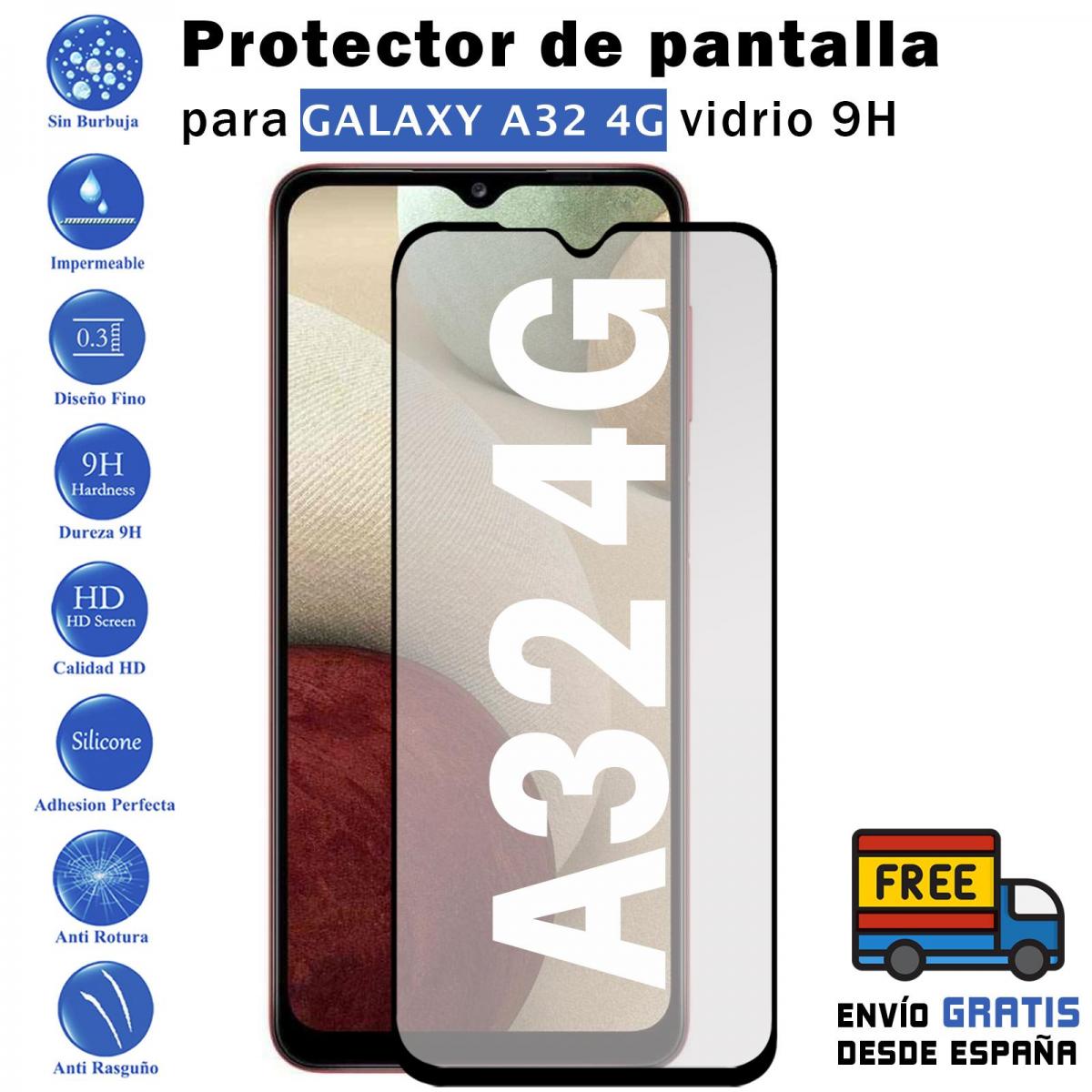 Samsung Galaxy A32 4G Zwart Gehard Glas 9H Screen Protector Voor Movil-Todotumovil