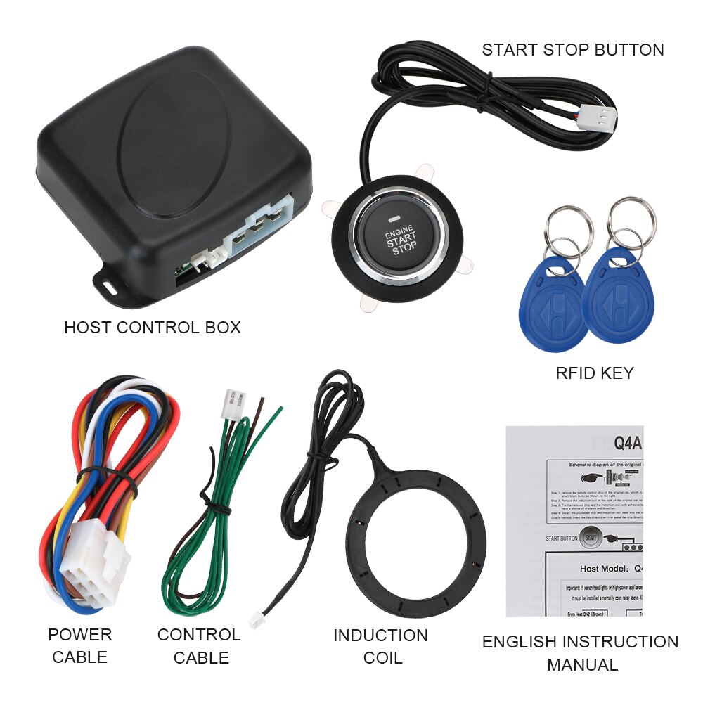 One Start Stop Button Entry Ignition Starter Switch Engine Push Button Keyless Entry Starter Antitheft System Car Alarm 12V