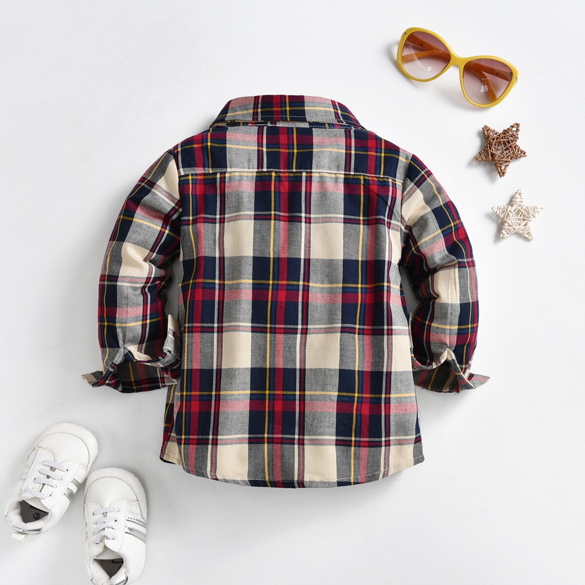 2 colori camicie per neonati camicie a maniche lunghe Plaid classico risvolto bambino Casual top camicia da uomo camicette classiche per bambini abbigliamento