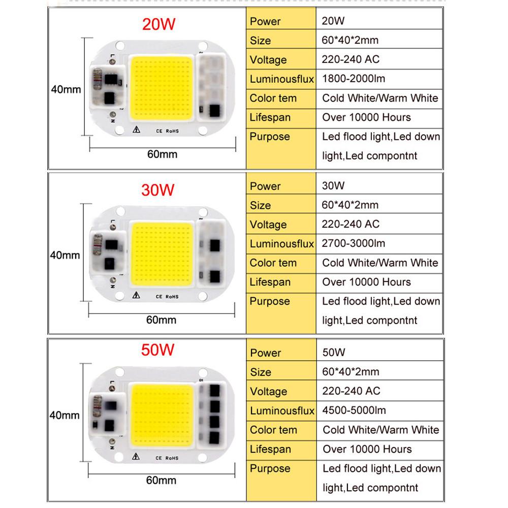 Ac 220V 20W/30W/50W Gratis Driver Hoge Druk Led Chip Cob Lichtbron diy Overstroming Licht Led Lamp Spotlight Outdoor Chip Lamp