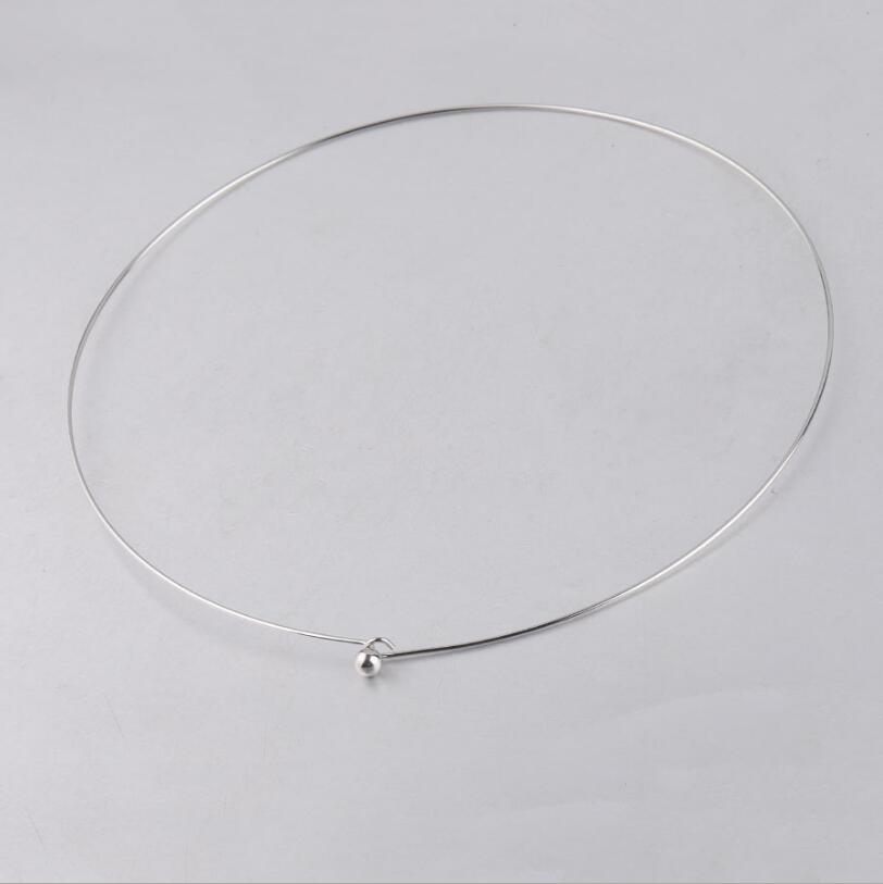 5 stk / lot rustfrit stål 1mm tykkelse tråd halskæde rund kabel cirkel drejningsmomenter krave choker til diy smykker fund