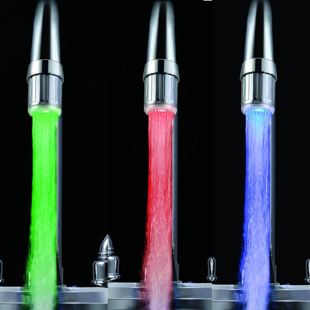 Grifo LED colorido rojo a azul luz indicadora de temperatura para grifos de cocina de baño con boquilla o Grifo de Agua Fría