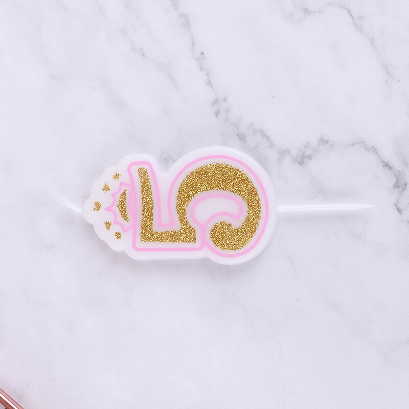 1PC Blue Pink Cake Number Candle Birthday Party 0 1 2 3 4 5 6 7 8 9 Anniversary Cake Numbers Age Candle Party Decoration: 16