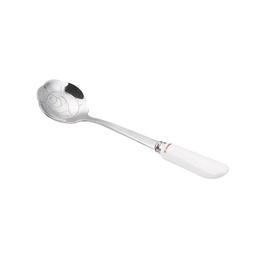 Tableware Coffee Tea Stirring Spoon Ceramic Handle Scoop Stainless Steel Plated Cherry Teaspoons Kitchen novelty accessories: 8