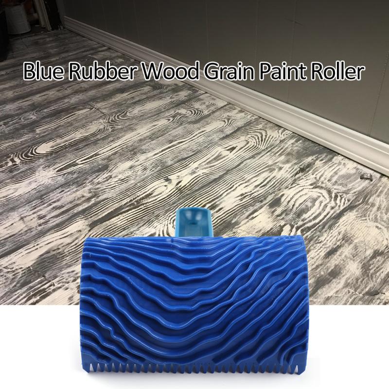 Rubber Houtnerf Verf Roller Blauw Diy Graining Muurschildering Gereedschap Houtnerf Patroon Muur Schilderen Roller Met Handvat