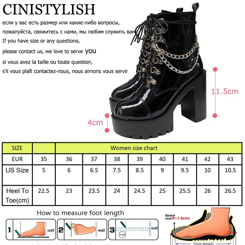 Gothique femmes bottines chaussures sur plate-forme chaîne en cuir verni femme Demonia bottes Punk Style dames hiver