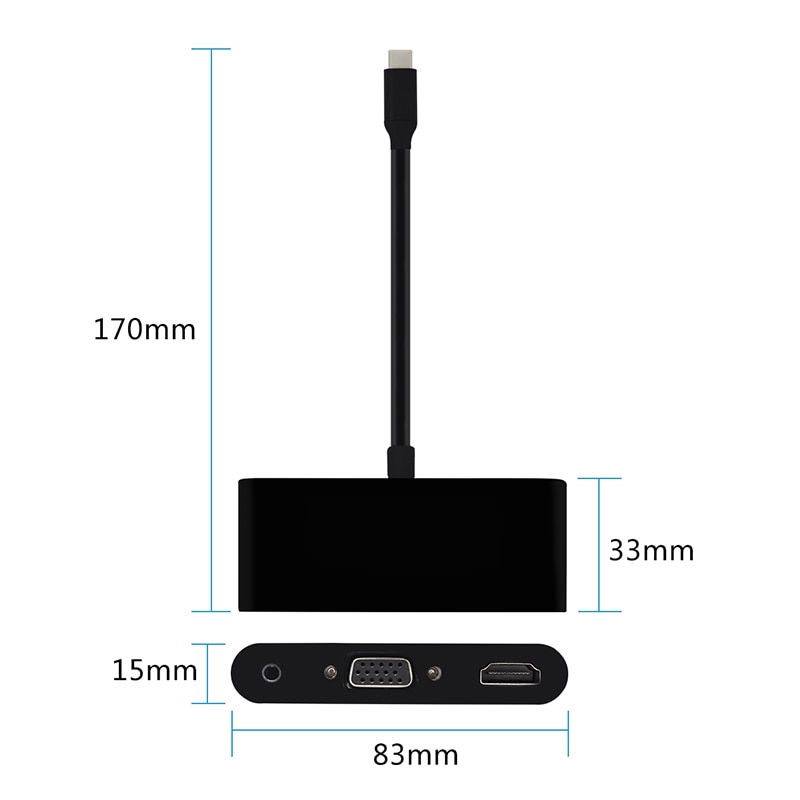 USB-C HDMI VGA adaptador de tipo C a 4K HDMI Thunderbolt 3 para Samsung Galaxy S8 Huawei Mate 10 para Xiaomi aire USB-C HDMI