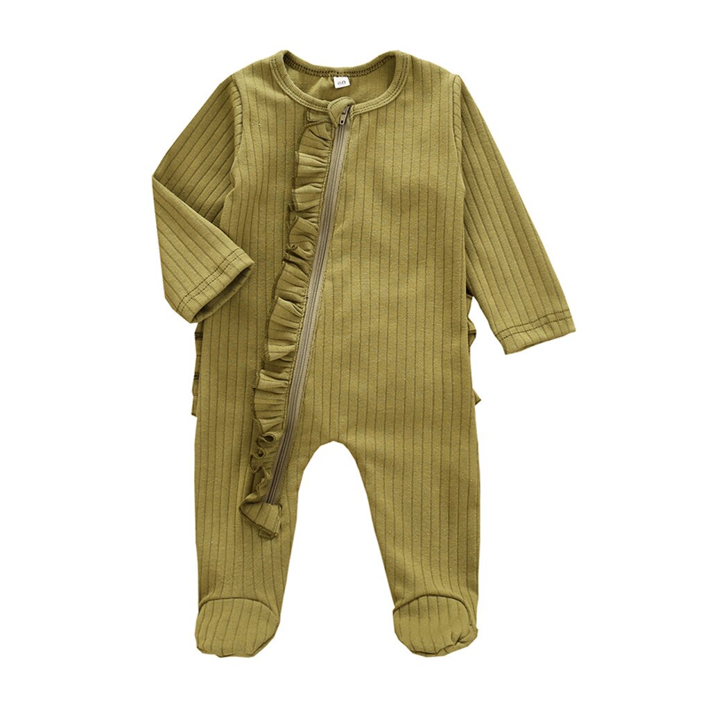 Arloneet roupas do bebê meninos meninas casaco de inverno babados de malha sólida macacão algodão outerwear recém-nascido casaco do bebê outwear: Green / 3-6 Months