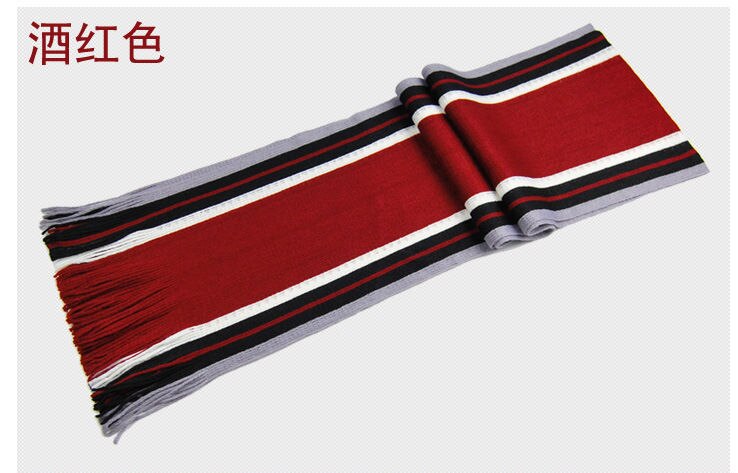 Men Classic Cashmere Scarf Winter Warm Soft Fringe Striped Tassel Shawl Wrap striped scarf men scarves: Red