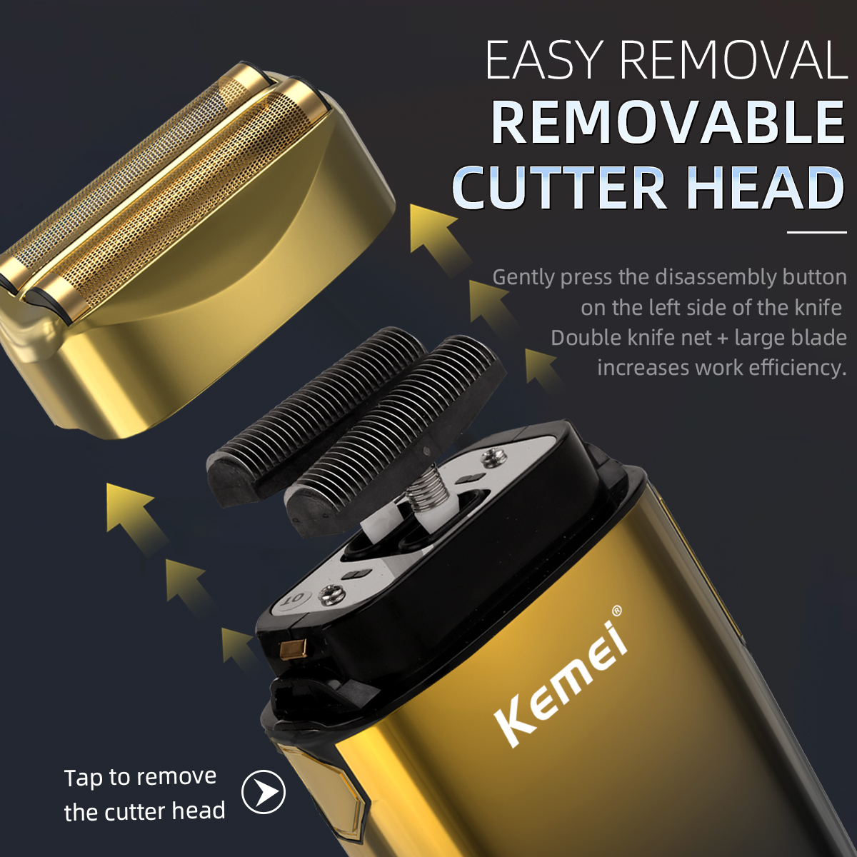 Kemei 7500 o/min elektrisk barbermaskin, hår, skjegg, barberhøvel, oppladbar skjeggtrimmer, barbering, klippemaskin til menn, km -tx10