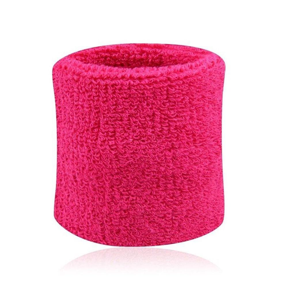 1 Pair Cotton Fiber Soft Wrist Bands Sweatbands Sports Wrist Support Brace Wrap Sweat Wristband Tennis Squash Badminton Gym: Rose