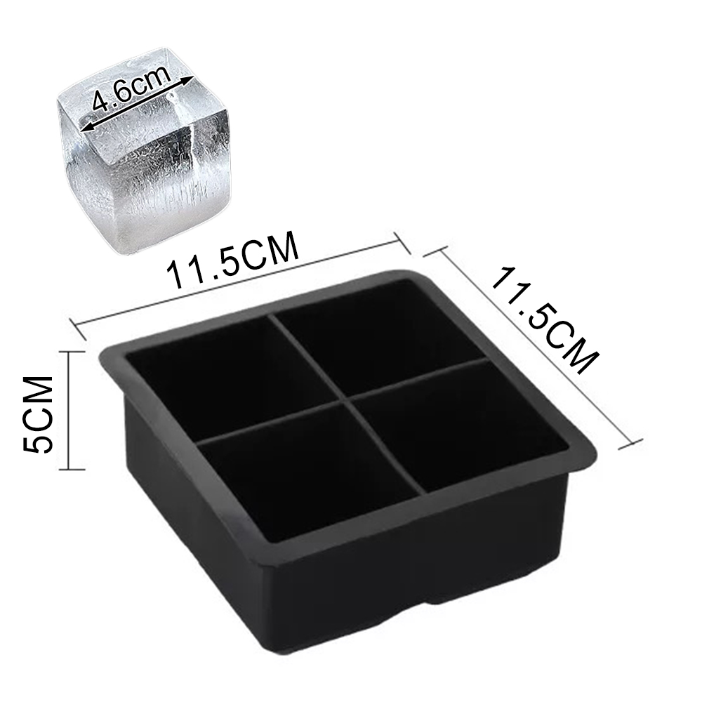 Silicone Ice Cube Molds Set Large Whiskey Ice Cube Ball Mold Round Square Trays for Cocktails Freeze Homemade Iced Drink Barware: black