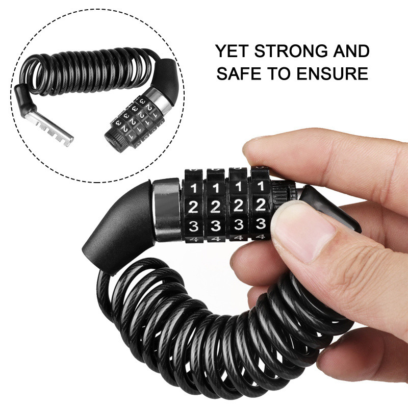Cadena antirrobo para motocicleta y bicicleta, combinación de contraseña de 4 dígitos, candado para casco, candado de Cable portátil de seguridad, cuerda de alambre duradera