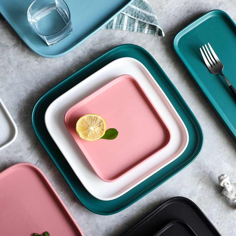 Ceramic Plate Nordic Style Dinner Plate Household Steak Tableware Dish For Breakfast Tray
