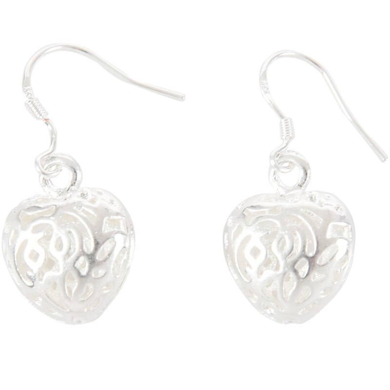 Dangling earrings - Women - heart - silver plated