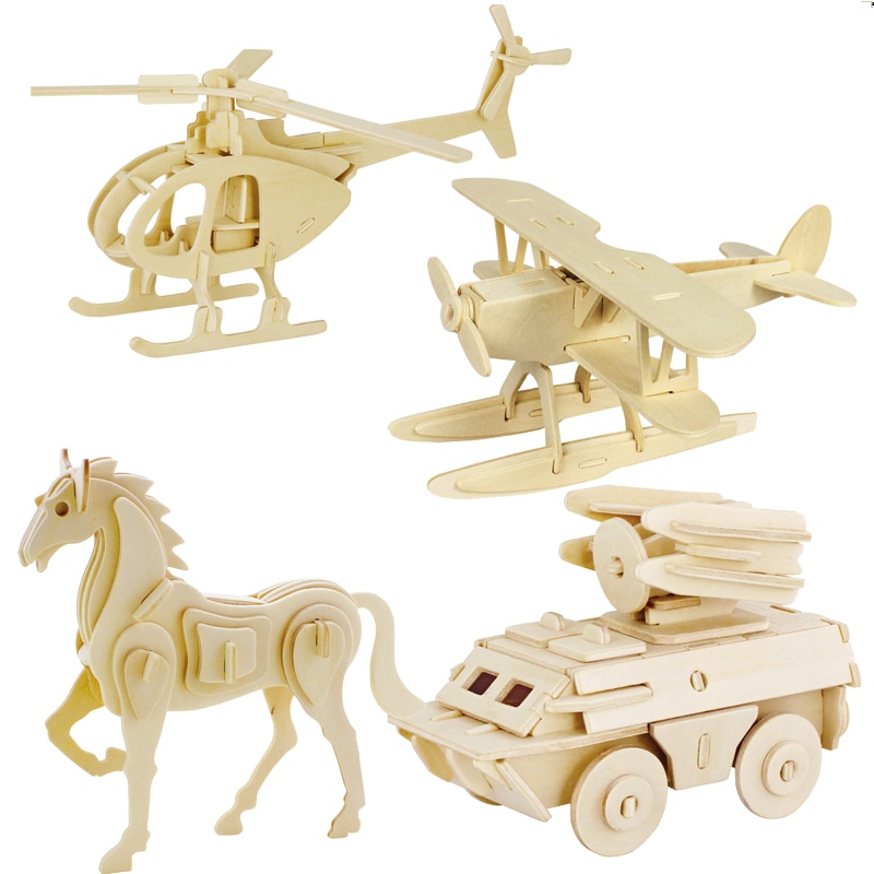 3d three-dimensional wooden animal jigsaw puzzle toys for children diy handmade wooden jigsaw puzzles Animals Insects Series
