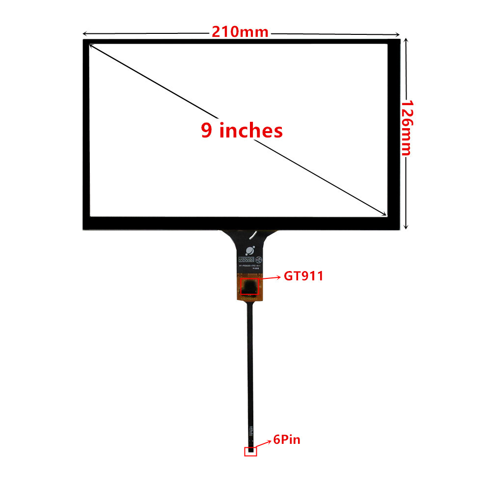 Digitalizzatore universale capacitivo GT911 da 6,2/7/8/9 pollici per pannello touchscreen multimediale di navigazione GPS per auto DVD in vetro: Rosso