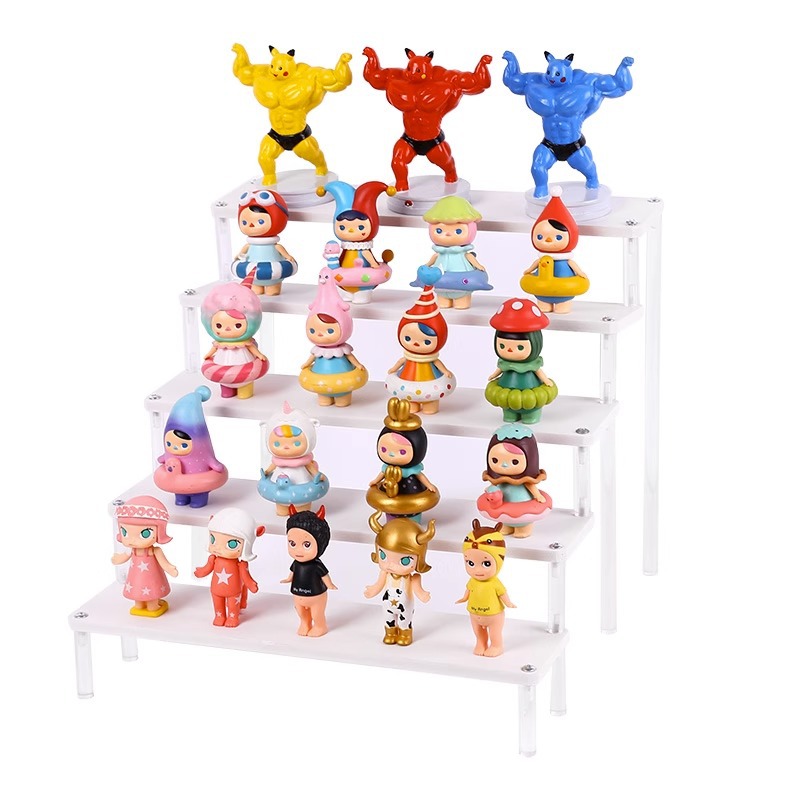 2-5 Tier Acrylic Blind Box Storage Shelf Chevron Steps Toys, Models Display Stand Cosmetics, Skin Care Products Decorative Table