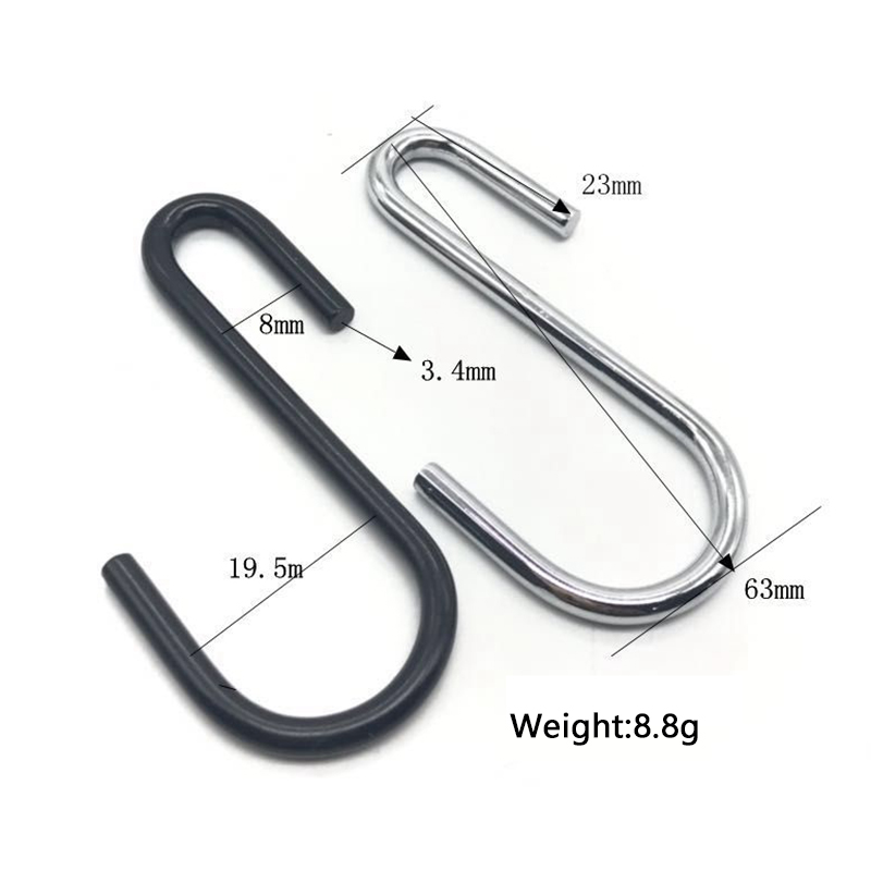 Crochets de cuisine en forme de S en acier inoxydable, support de rangement pour sacs, casseroles, pots, serviettes, 10 pièces