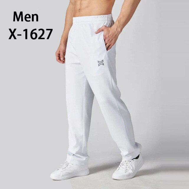 Pantalones de chándal para correr y entrenamiento de fútbol para hombre, mallas deportivas para correr, gimnasio, pantalones sueltos de Entrenamiento de fútbol para mujer: Men white / 4XL