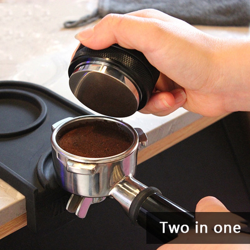 51/53/58mm tasseurs à expresso, tasseur à café double face , 3 pentes inclinées et base plate, outil de nivellement en acier inoxydable massif non revêtu