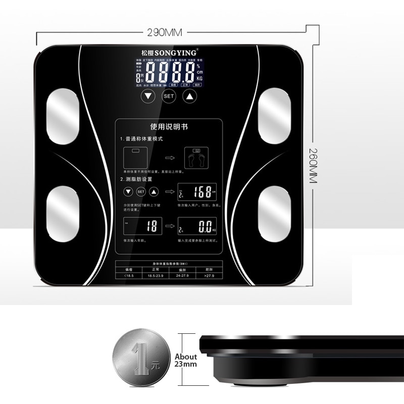 Bathroom Body Fat bmi Scale Digital Human Weight Mi Scales Floor lcd display Body Index Electronic Smart Weighing Scales