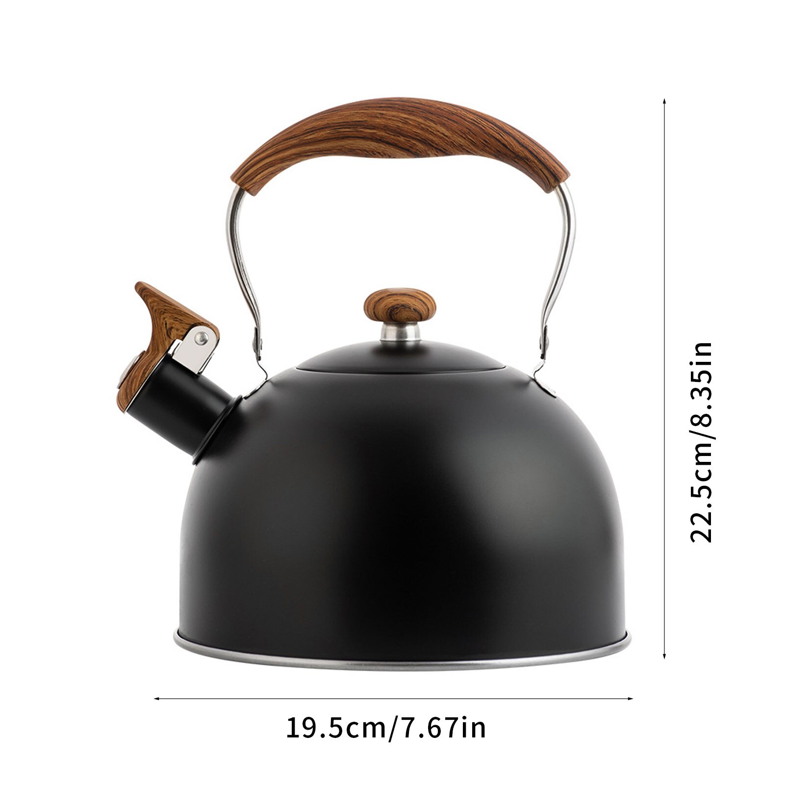 Bouilloire à thé en acier inoxydable, théière universelle en forme de citrouille noire, avec poignée résistante à la chaleur, pour toutes les cuisinières, 3,5 l: 2.5L Black