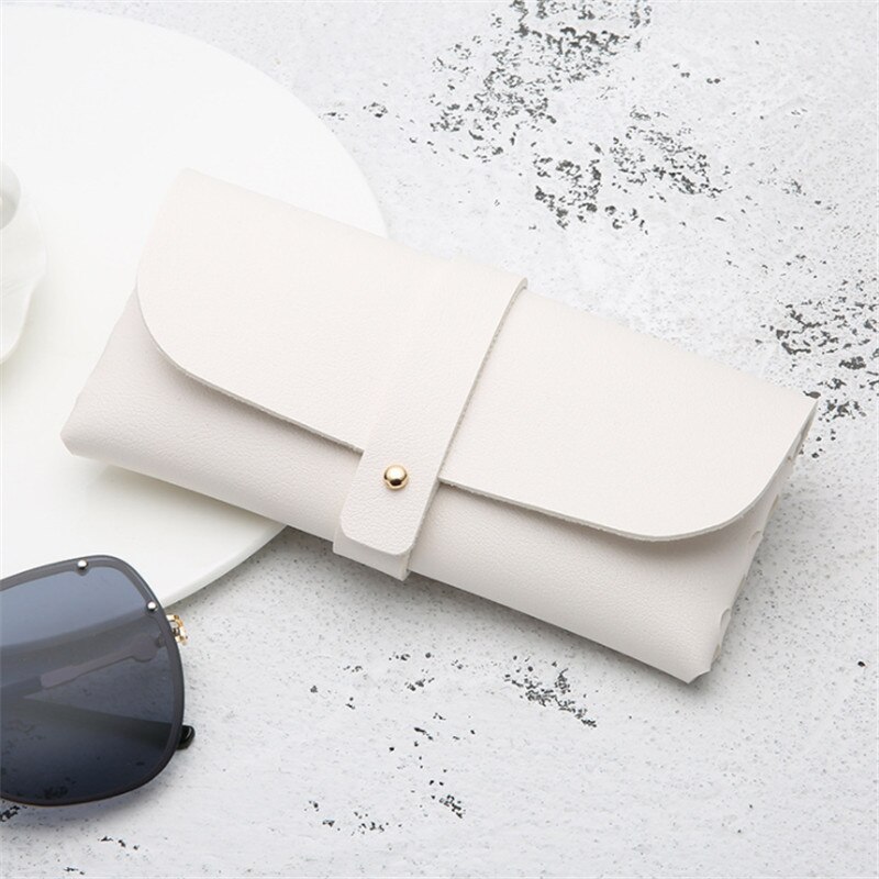 Bærbar pu læderbriller tilfælde solbrilleholder kasse briller opbevaringspose taske dækning tilbehør til briller 1pc: Hvid