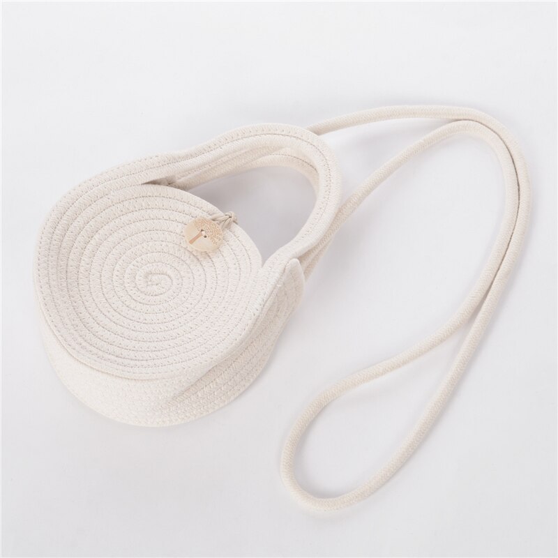 Bolso de paja trenzado para mujer, bolso de mano con asa portátil, cubo decorativo redondo para chica