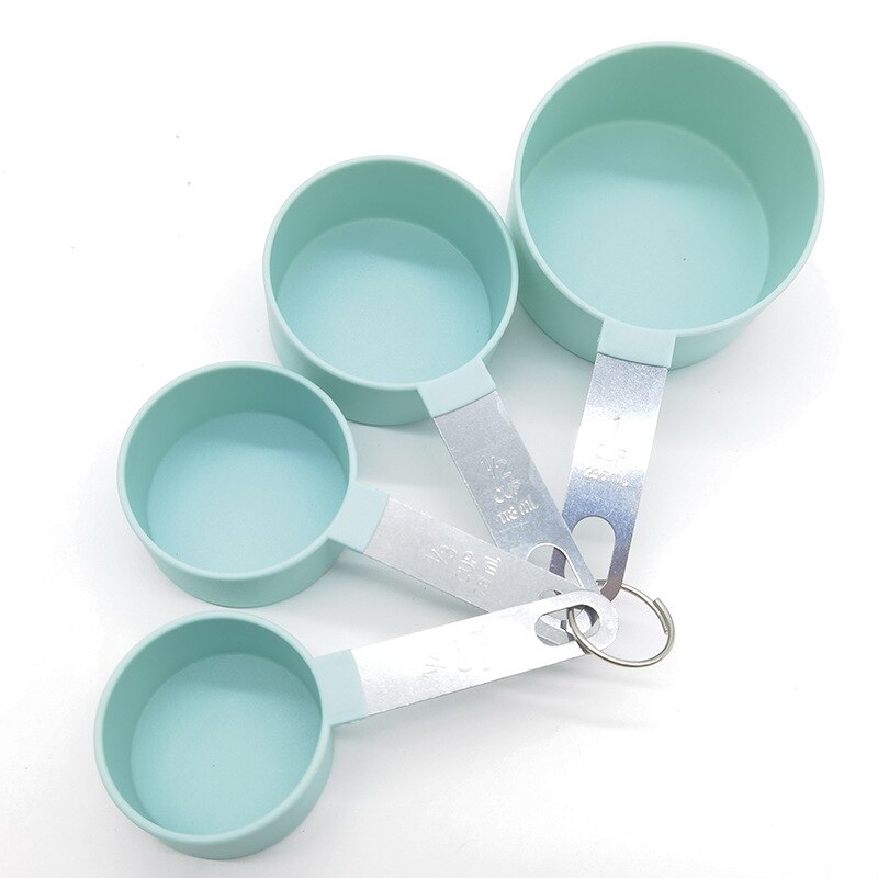 Taza medidora para hornear, cuchara medidora con mango de acero inoxidable de 8 piezas con taza medidora graduada, taza medidora de gramos: 4pcs cup Blue
