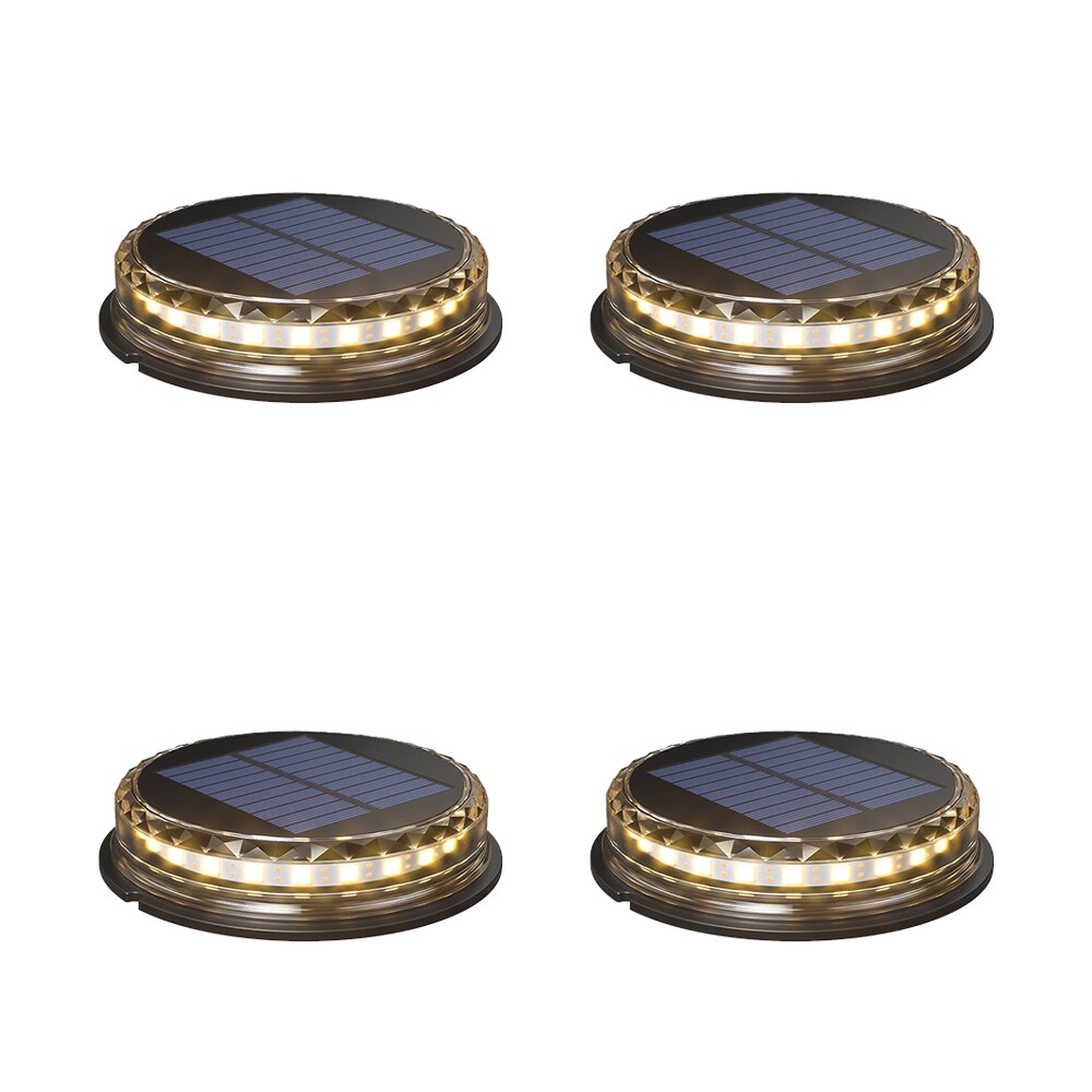 Ground Lamp IP65 Waterproof Landscape Light Disk Lights Gutter 17 LED Durable Buried Light Garden Decking Solar Power
