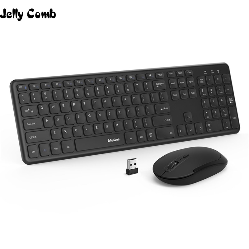 Jelly comb ultra slank 2.4 ghz usb tastatur og mus combo for pc laptop vindu  xp 7/8/9 ergonomisk tastatur og mus i full størrelse