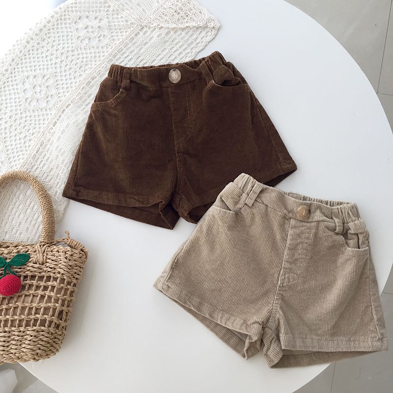 Pantalones cortos de pana para bebé de invierno otoño para niñas, bombachos bonitos de un botón, algodón, 1-5 años,