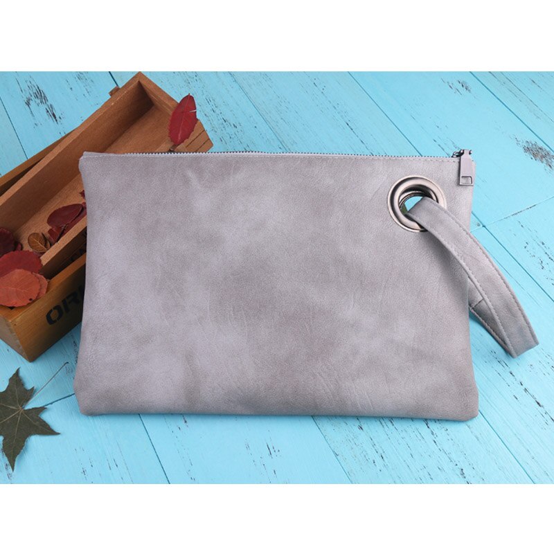 DAUNAVIA bag ladies women's clutch bag leather women envelope bag clutch evening bag female Clutches Handbag: Gray