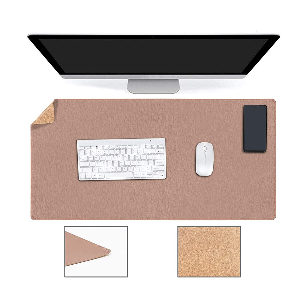 Extra Large Gaming Mouse Pad Double-Sided PU Leather Desk Mat Keyboard Pad Waterproof Dustproof Computer Mousepad for Game Offic: Brown / 80 X 40cm