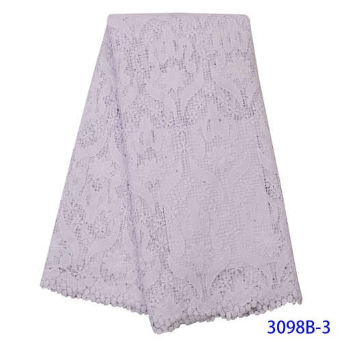 Tela de encaje de algodón de Africana , velo suizo de último con piedra en Suiza para YA3098B-6 de vestido de: Picture 3
