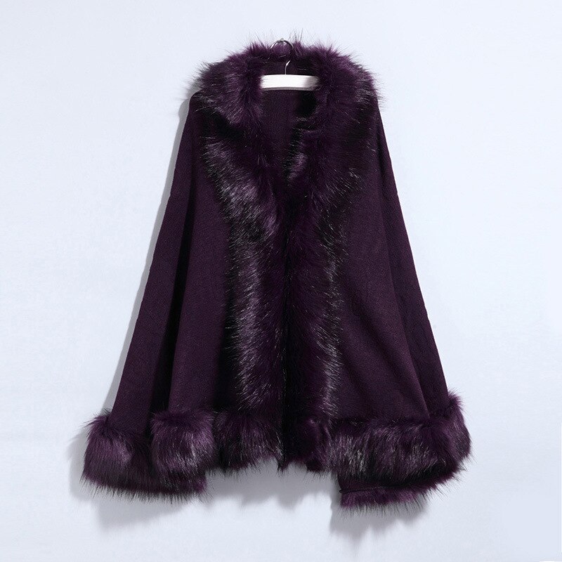 Hochzeit Jacke Kap Braut Schal wickelt Faux Pelz Bolero Frauen Winter Warme Mantel Mantel Hochzeit Zubehör: Violett