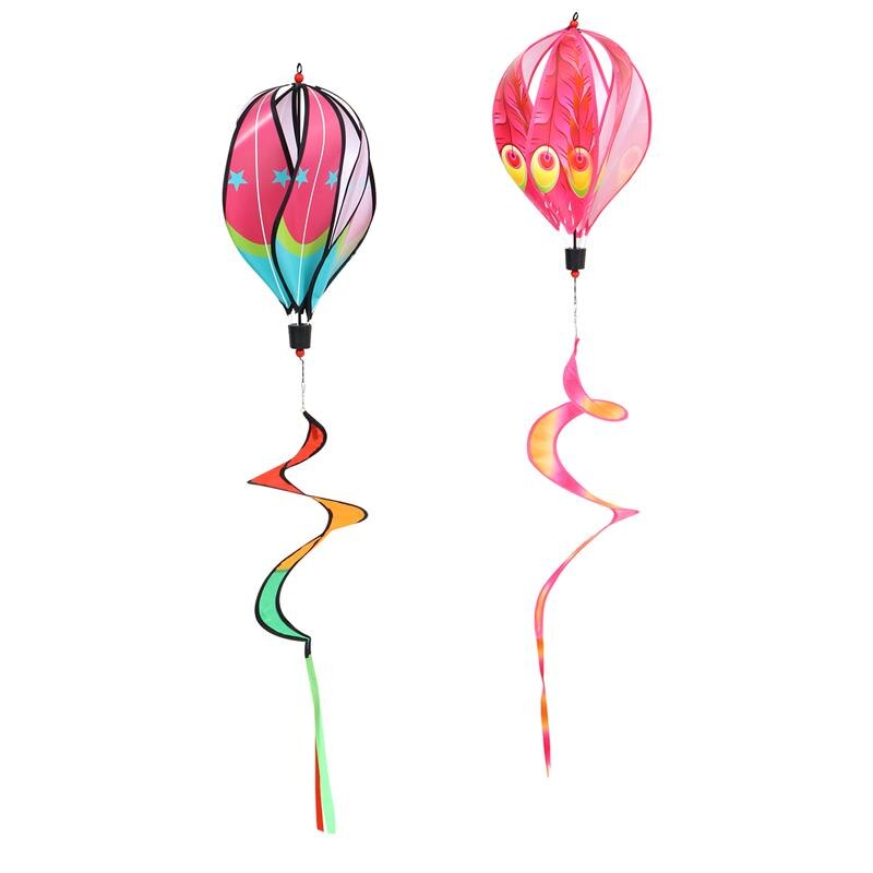1/3/2Pcs Wind Chimes Rainbow Air Balloon Wind Spinner Rotating Sequins Windmill Wind Twister Hanging Decoration Random Color