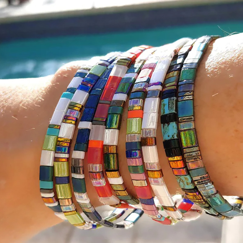 Pulsera Bohemia MIYUKI para mujer, brazalete de cuentas de TIla multicolor, joyería étnica, Bisutería