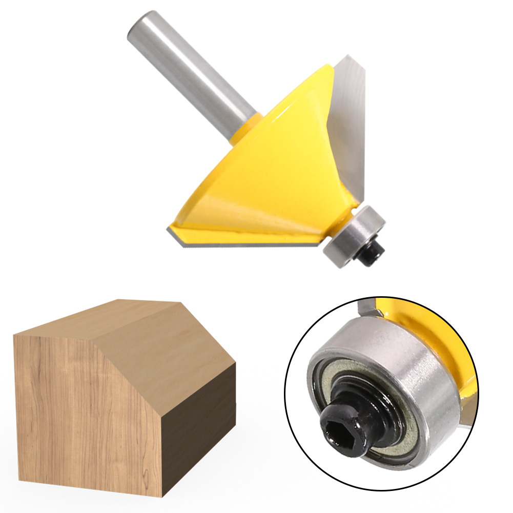 1pc 8mm Shank Large 45 Degree Chamfer & Bevel Edging Router Bit Wood Cutting Tool woodworking router bits